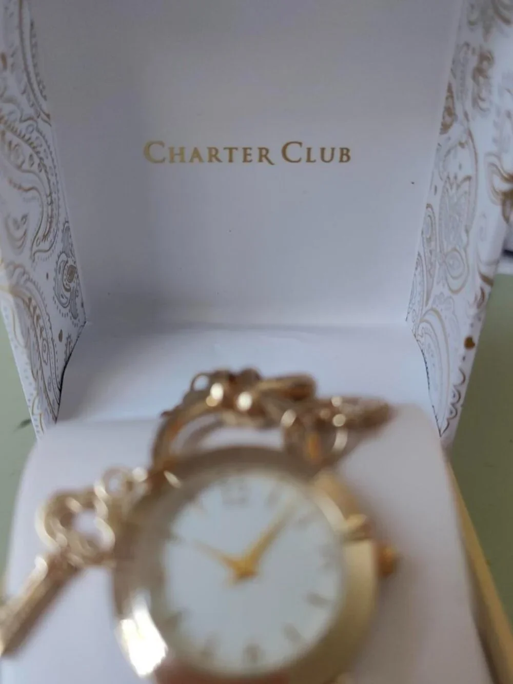 Charter Club Gold charm watch